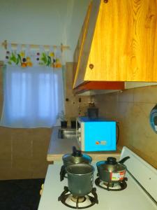 Las HerasBACANO hostel的厨房配有两个锅碗瓢盆和炉灶