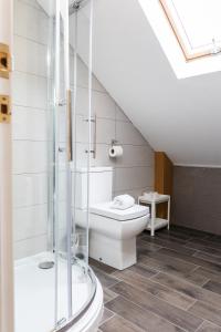 卡迪夫Modern Apartments Near Cardiff City Centre的一间带卫生间和淋浴的浴室