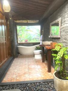 PatjungJANE’S HOUSE & SPA BEDUGUL BALI的带浴缸、卫生间和窗户的浴室