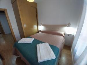 里亚萨Apartamento San Juan的一间卧室配有一张床,上面有两条毛巾