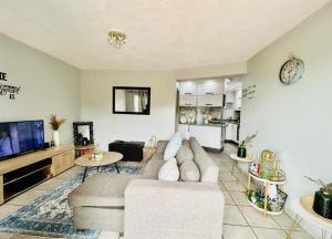 德班Makwande Self-Catering Apartment的带沙发和电视的客厅