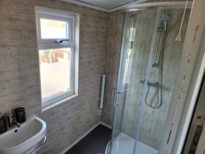 雷丁Bright And Homely 1 bedroom flat的带淋浴、卫生间和盥洗盆的浴室