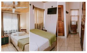 弗洛勒斯阿米莉亚卡萨酒店的卧室两张图片,配有一张床和电视