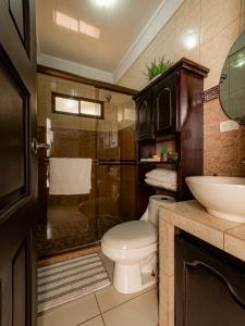 福尔图纳Casa Las Tres Marias的浴室配有卫生间、淋浴和盥洗盆。