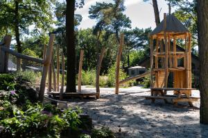 奥斯楚特Vakantiepark Latour的一个带木制秋千和一棵树的游乐场
