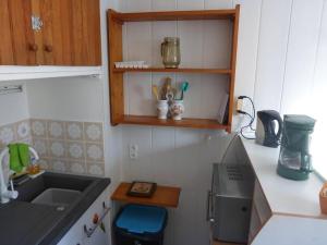 勒索兹Grande chaume A 39的一个带水槽和柜台的小厨房