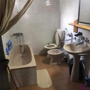卡瓦达尔奇HOSTEL EMI的带浴缸、卫生间和盥洗盆的浴室