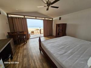 阿贡达Agonda Beach Villa的一间卧室配有一张床,享有海景