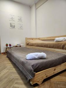 圣米格尔·德·图库玛Casita de Tucumán Apart - Cochera Cercana的一间设有两张床的客房,上面配有毛巾