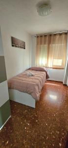 格拉纳达Piso Granada 3 dormitorios y parking privado的一间卧室设有一张床和一个窗口