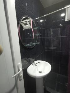 巴统Apartment on Lado Asatiani的一间带水槽和镜子的浴室