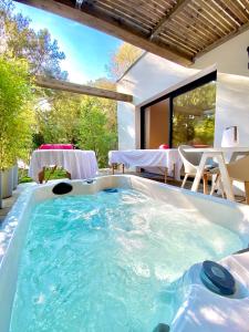 阿尔比Chambres avec Jacuzzi privatif - Kassiopée Bed & Spa的房屋中间的热水浴池