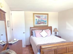 里奥格兰德Come, Enjoy & Relax Bosque del Mar 1 Rio Grande, PR的卧室配有一张床,墙上挂着一幅画