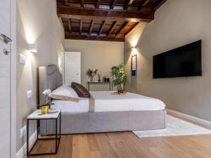佛罗伦萨Santa Croce Luxury Suite - Dolcevita Holiday的一间卧室配有一张大床和一台平面电视