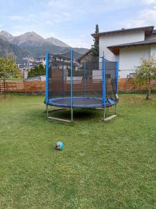 乌姆豪森Apart ban Voltas的草地上的一个球在院子里的蓝色蹦床