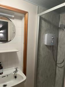 新罗斯Ferry House Holidays的带淋浴和盥洗盆的浴室