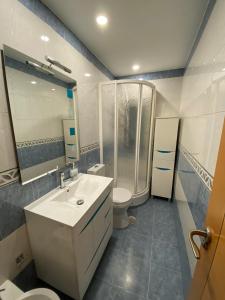 格拉纳达APARTAMENTO GOR的带淋浴、盥洗盆和卫生间的浴室