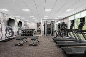 波蒂奇SpringHill Suites by Marriott Kalamazoo Portage的一间健身房,里面配有跑步机和机器