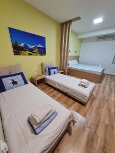 内戈蒂诺Bojana Apartment的一间客房内配有两张床的房间
