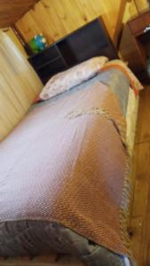 乌斯怀亚La alpina de YOLI的一张带棕色毯子和枕头的床