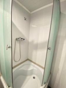 莫申Prykarpatska Villa的浴室里设有玻璃门淋浴