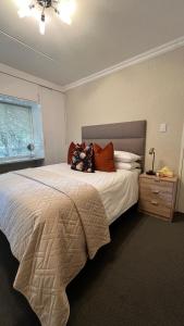 约翰内斯堡Tanelsa Apartment on West的一间卧室配有一张大床和枕头