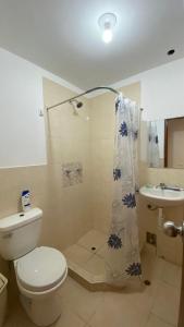 卡哈马卡La Pascana Hospedaje的一间带卫生间和水槽的浴室
