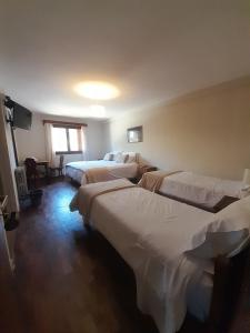 坎伯雷塔拉斯卡斯卡达斯酒店的酒店客房设有三张床和窗户。