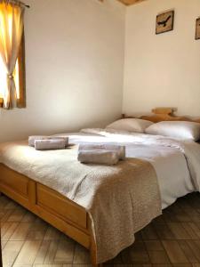 KuršumlijaEtno selo Milanovic - Nonac的卧室内的两张床,配有两个枕头