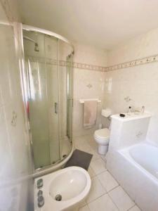 博尔戈阿莫扎诺La casa del Mike的浴室配有卫生间、淋浴和盥洗盆。