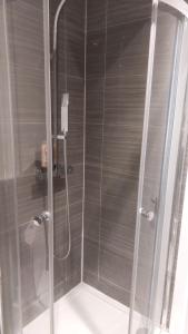 梅德斯通Spacious Studio Maidstone - Redecorated Oct 2023的浴室里设有玻璃门淋浴