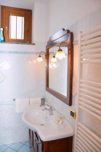 阿杰罗拉La Locanda del Pettirosso的一间带水槽和镜子的浴室