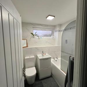 伯明翰Bree and Geesi的浴室配有卫生间、盥洗盆和浴缸。