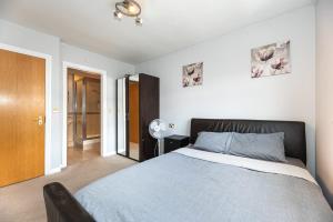 伦敦En-suite Double Room (Private bathroom) Central London的一间卧室配有一张大床和一个衣柜