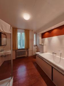 纽伦堡City Hotel Bauer mit Aufzug with elevator的大型浴室设有大浴缸和水槽