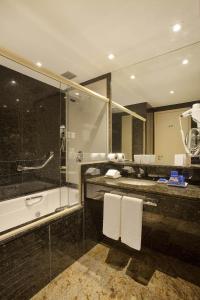 巴西利亚Windsor Brasilia Hotel的带淋浴、浴缸和盥洗盆的浴室