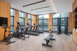 珠海珠海万枫酒店的健身房设有数台跑步机和健身器材