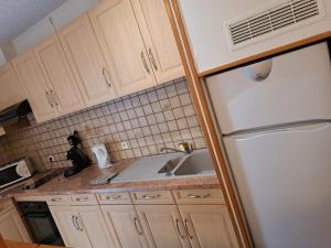 PeyrestortesStudio proche de Perpignan的厨房配有水槽和白色冰箱