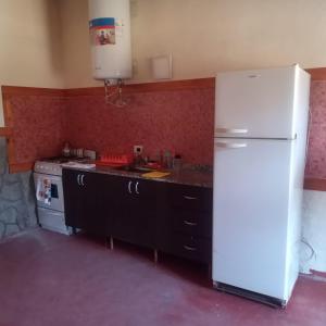 吉亚迪诺镇Mecohue的厨房配有白色冰箱和炉灶。