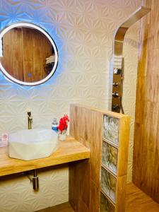 利马Montreal Magdalena Del Mar Hotel的一间带水槽和镜子的浴室