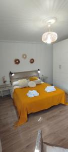 NarvarteApartamento Beretaberri的一间卧室配有一张带黄色毯子的大床