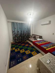 New cairoAppartment in New Cairo Madinaty的小房间设有床和沙发
