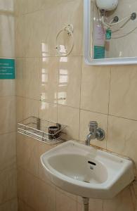 艾哈迈达巴德Srinekatan Heritage Villa Homestay的一间带水槽和镜子的浴室