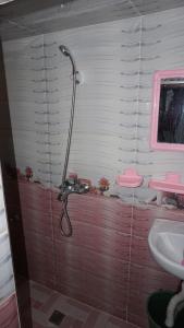 梅克内斯Jinane的一个带盥洗盆的浴室内的淋浴间