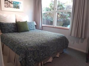 科罗曼德镇Coromandel Eco Sanctuary的配有2扇窗户的客房内的1张床