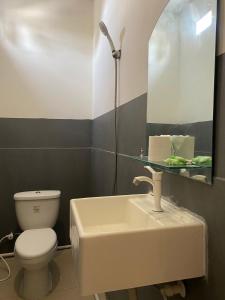 吉利特拉旺安格林拉浪旅馆的一间带水槽、卫生间和镜子的浴室