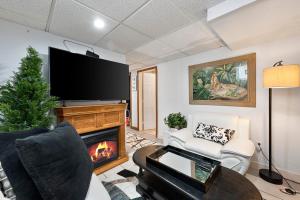 明尼阿波利斯AMAZING TRADITIONAL HOME SOUTH MINNEAPOLIS的客厅设有壁炉和平面电视。