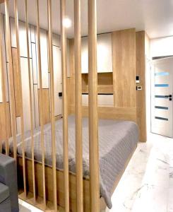 米哈洛夫采Green Side Studio的一间卧室配有带木栏杆的双层床
