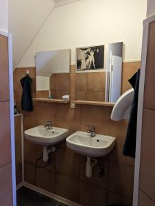 布尔诺约翰高尔特旅馆的浴室设有2个水槽和镜子