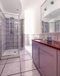 罗马Vatican Museum Apartment - Zen Real Estate的带淋浴、盥洗盆和镜子的浴室